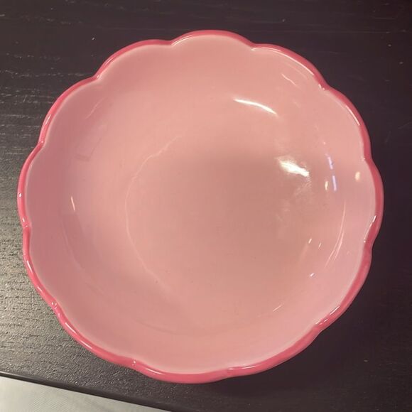 Girly Light pink hot pink scalloped ceramic small trinket tray jewelry holder - Picture 6 of 8